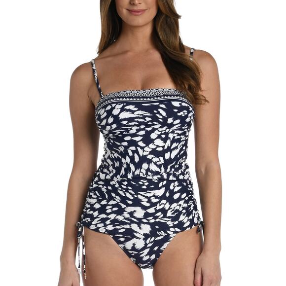 La Blanca Tankini Top Size 10 NWT Changing Tides Bandeau Cinch Side Indigo Swim - Picture 1 of 16
